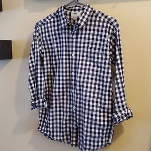 Boys Navy & Gingham Button Down Shirt - XL
